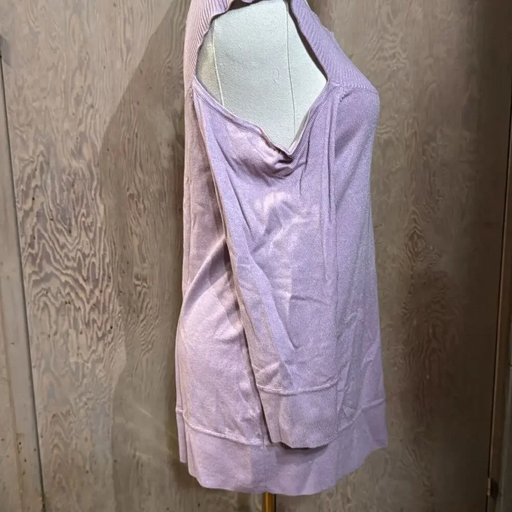 NWT 7th Avenue Design Studio Sweater Womens Open Shoulder Lavender Sz Med